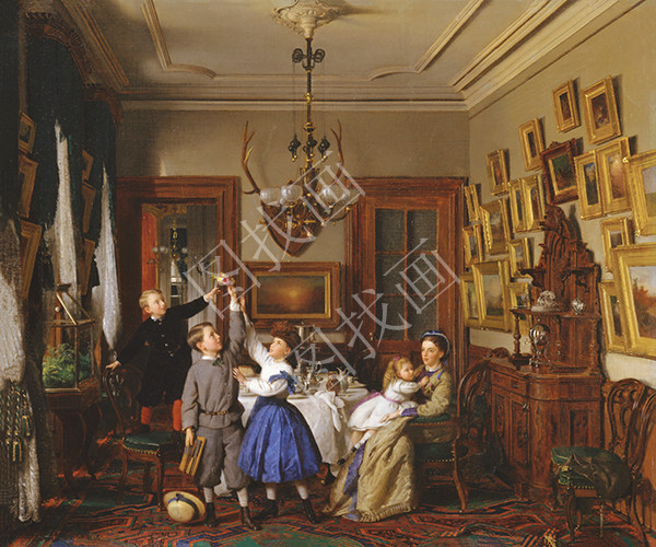 The Family of Robert Gordon in Their New York Dining-Room